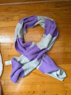 Divided Purple and Grey Colorblock 80x16 in Acrylic Striped Scarf